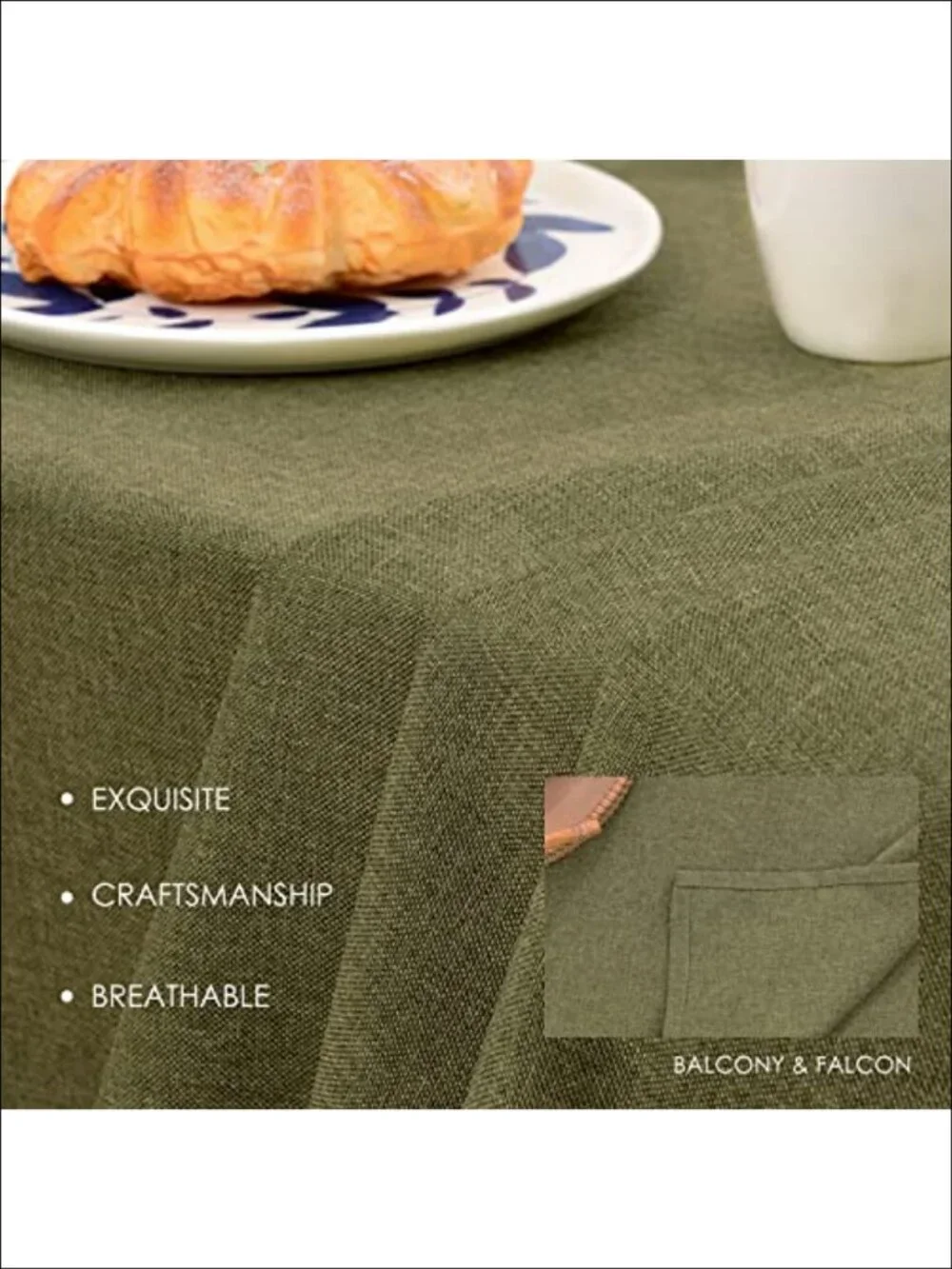 Waterproof Faux Linen Tablecloth 55x95 Rectangle Spill Resistant Washable